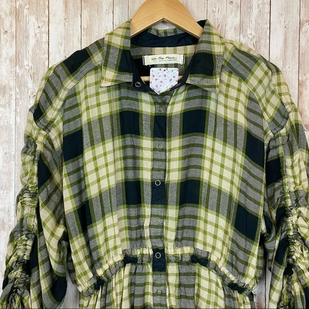 Free People Pacific Plaid Wool Blend Shirt Size Small Women - Picture 5 of 16
